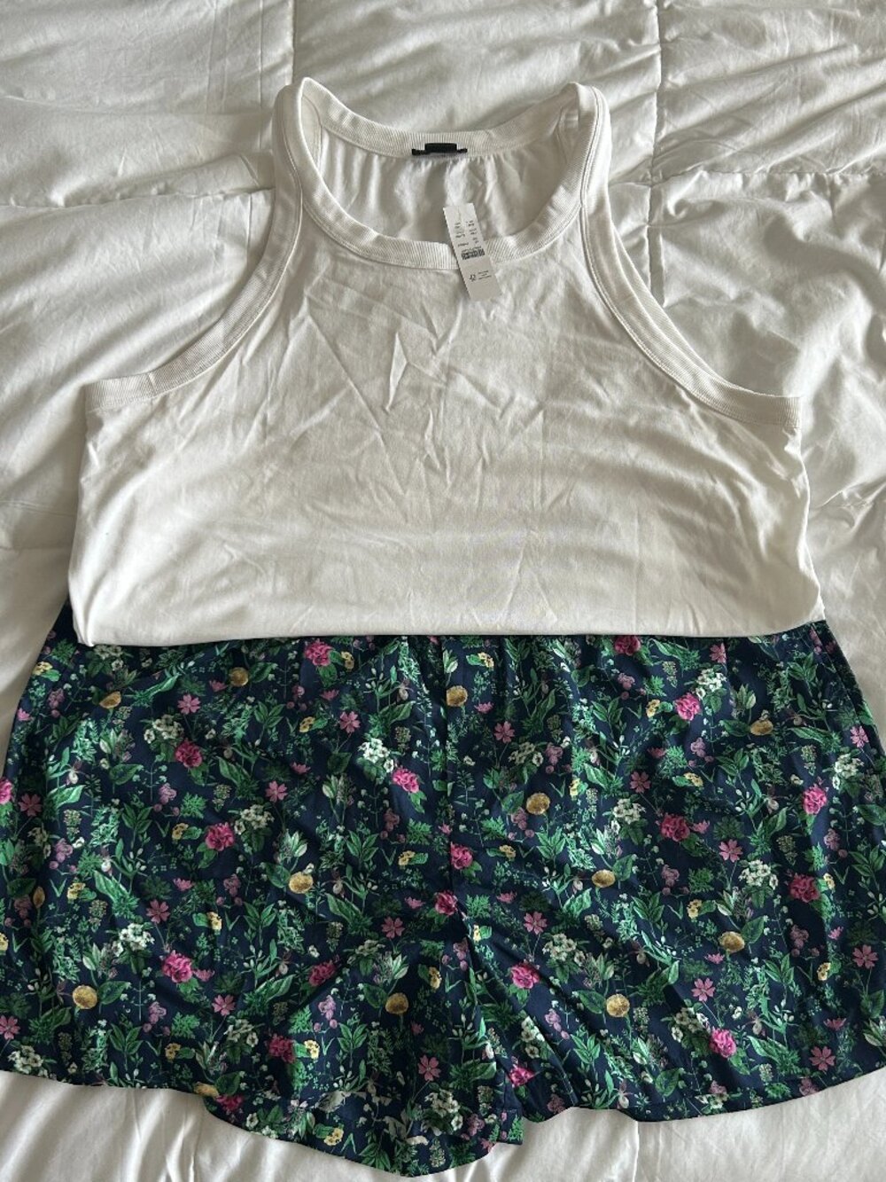 J Crew Women's Racerback Tank & Floral Shorts Pajama Set (NWT; Size 2X)